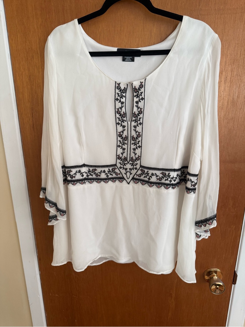 Plus Size White Embroidered Boho Tunic Top